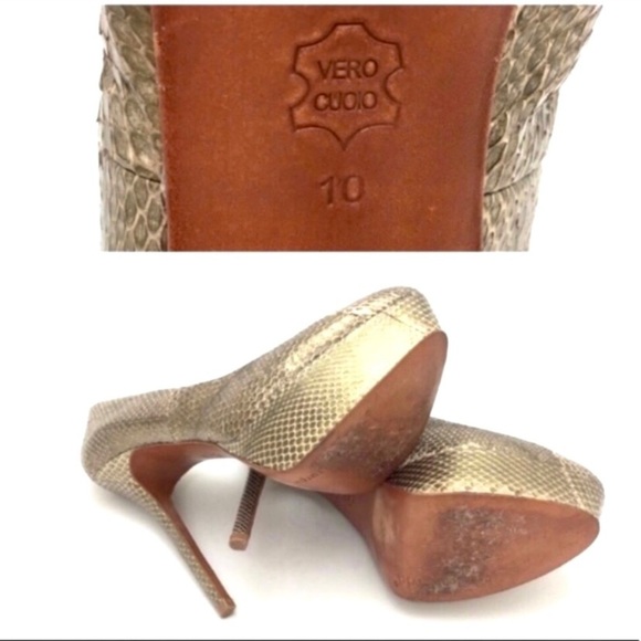 CHARLES David Regal Gold Snakeskin Platform High Heel Pumps in Metallic Gold - Picture 9 of 9